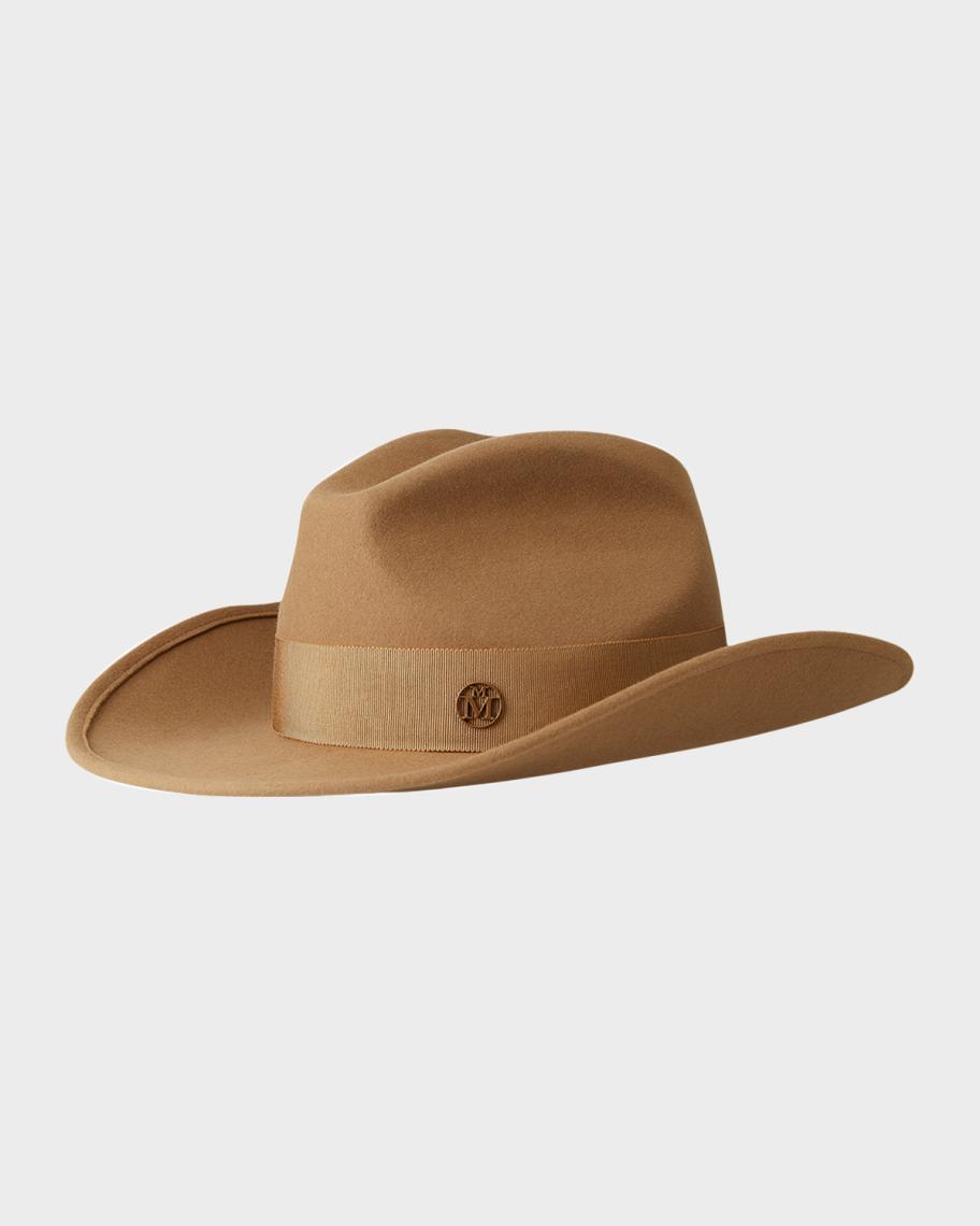 Maison Michel Paris felt brown fedora hat.  Size Sm Maison Michel Women Felt Wool Dark Brown Hat Fedora( ? )Size  main image 3