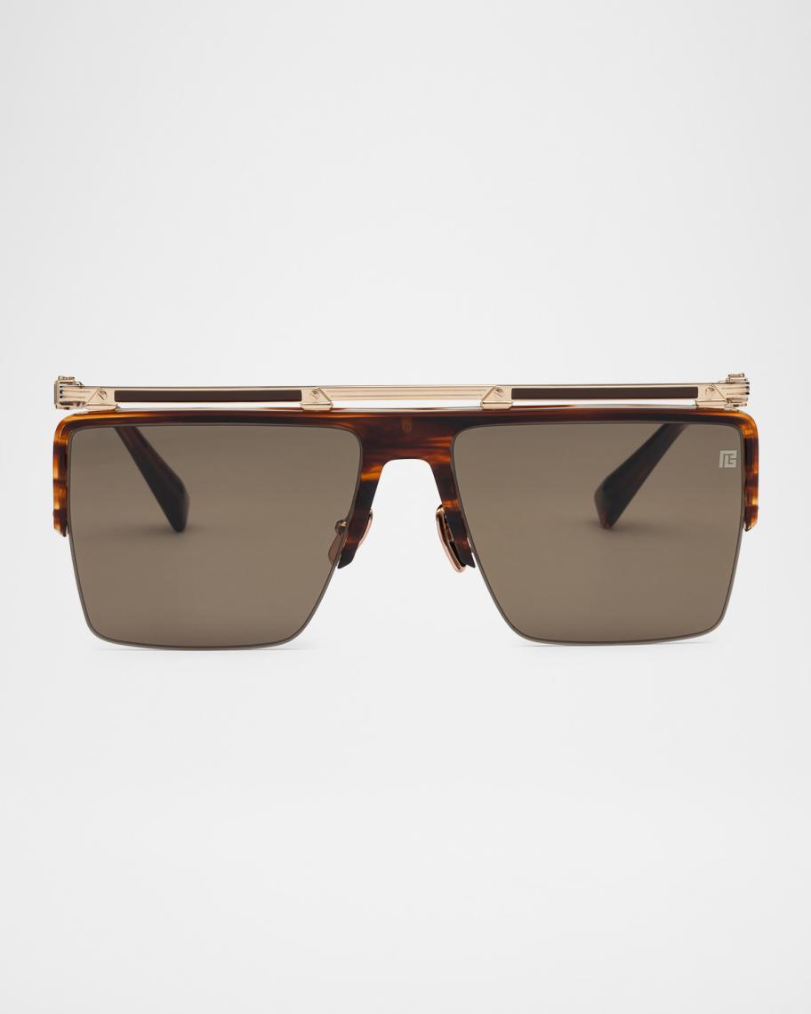 Balmain Triomphe Rectangle Sunglasses | Neiman Marcus display picture 3