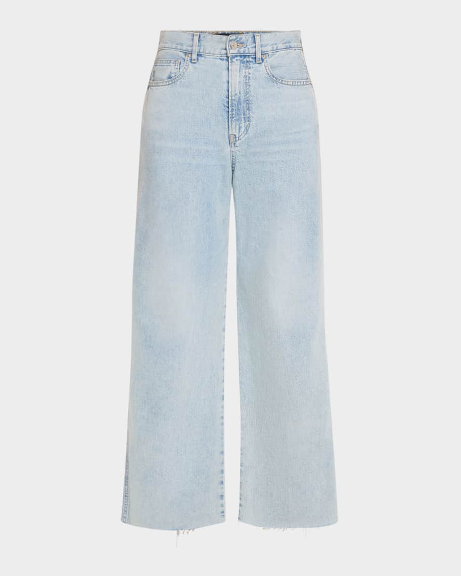 Veronica Beard Taylor Cropped High-Rise Wide Jeans