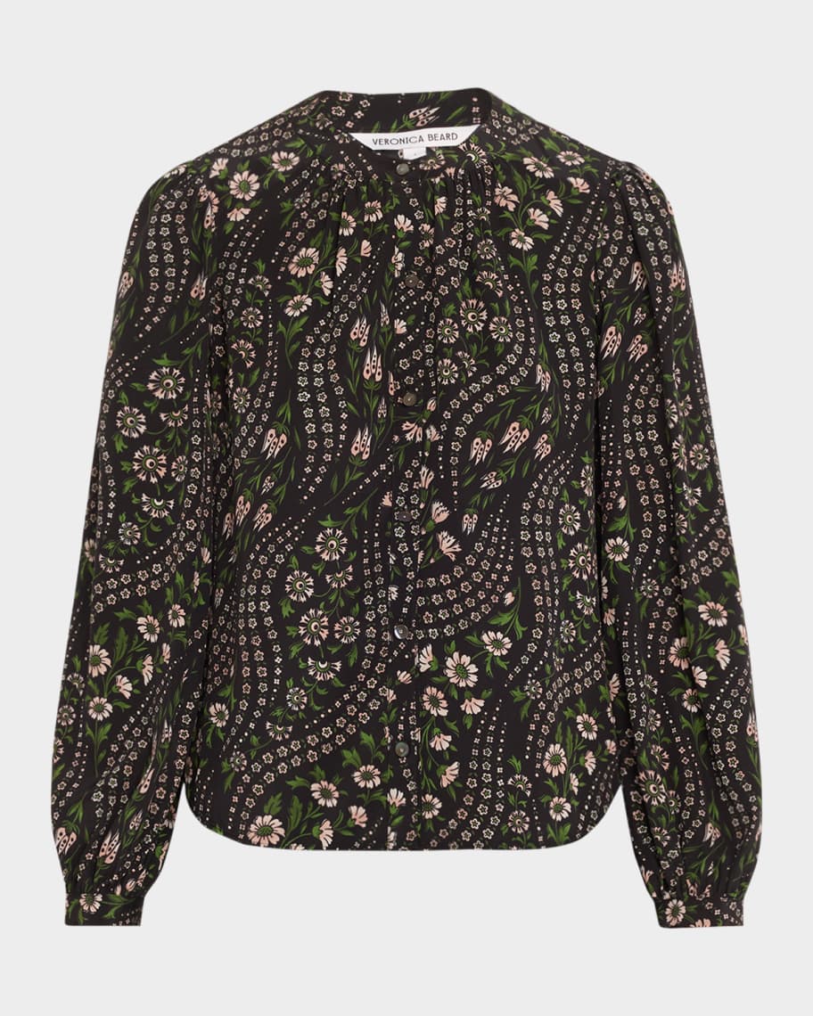 Veronica Beard Ashlynn Floral-Print Silk Top | Neiman Marcus