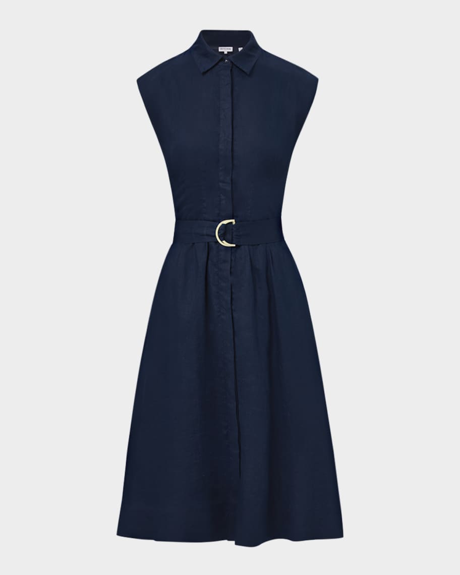 Veronica Beard Loreta Belted Linen Shirtdress | Neiman Marcus