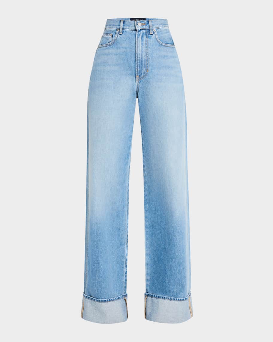 Veronica Beard Taylor High-Rise Wide Cuffed Jeans