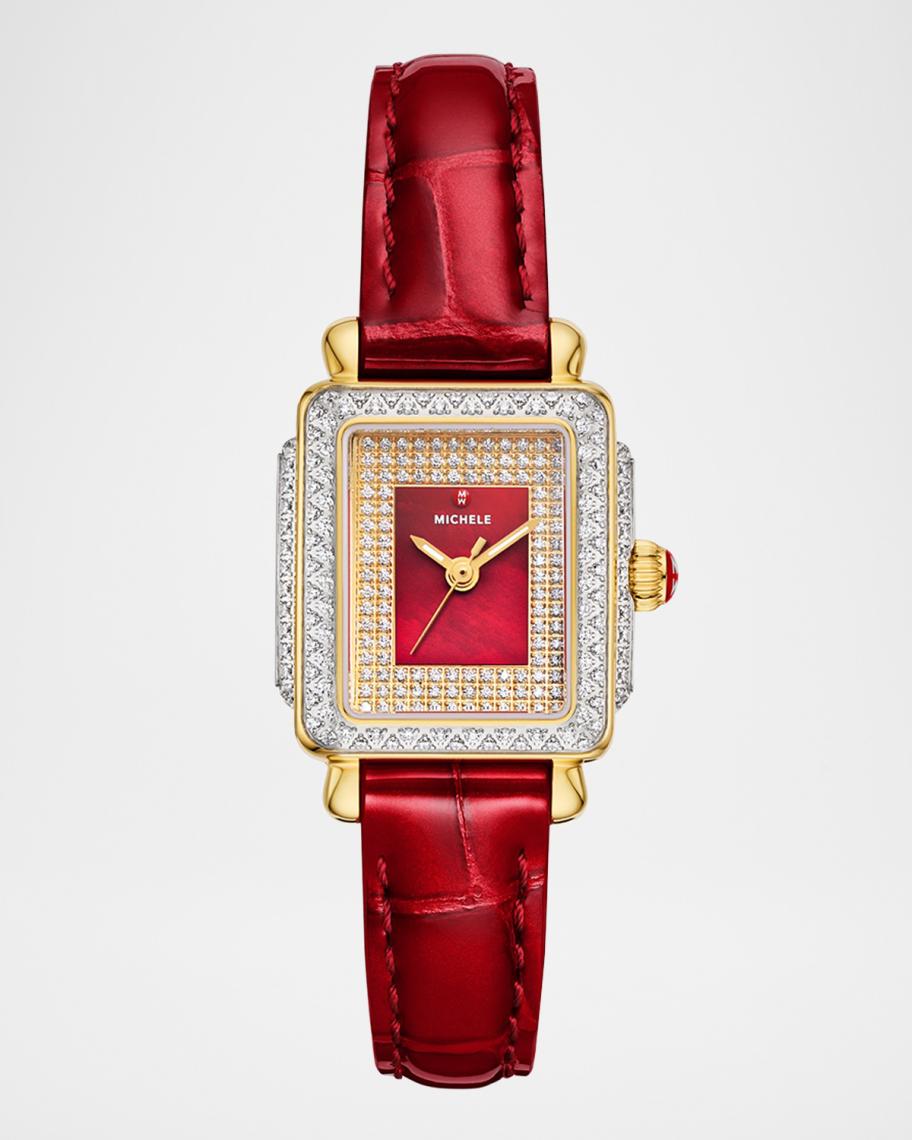 MICHELE Special Edition Deco Madison Red Mini Diamond Pavé Watch