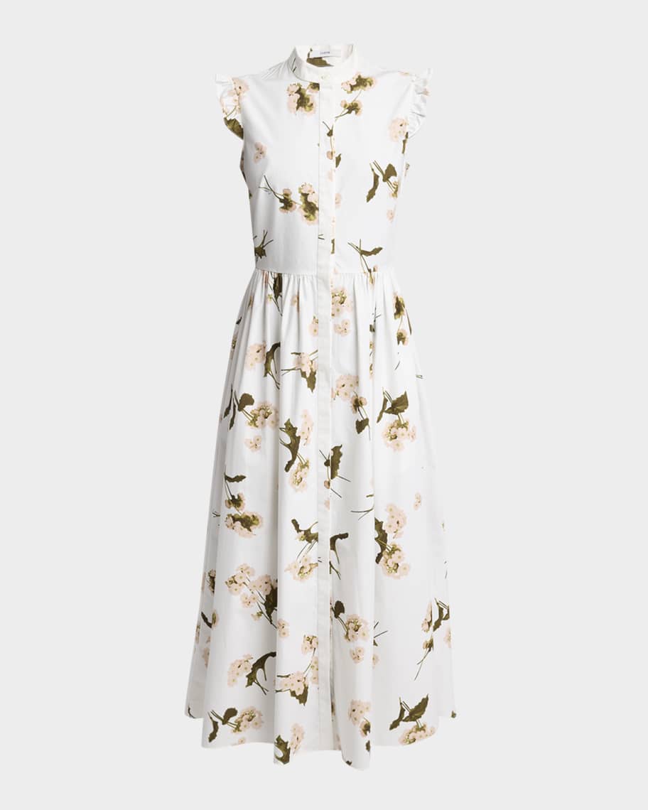 Erdem Floral Fit-Flared Midi Dress | Neiman Marcus