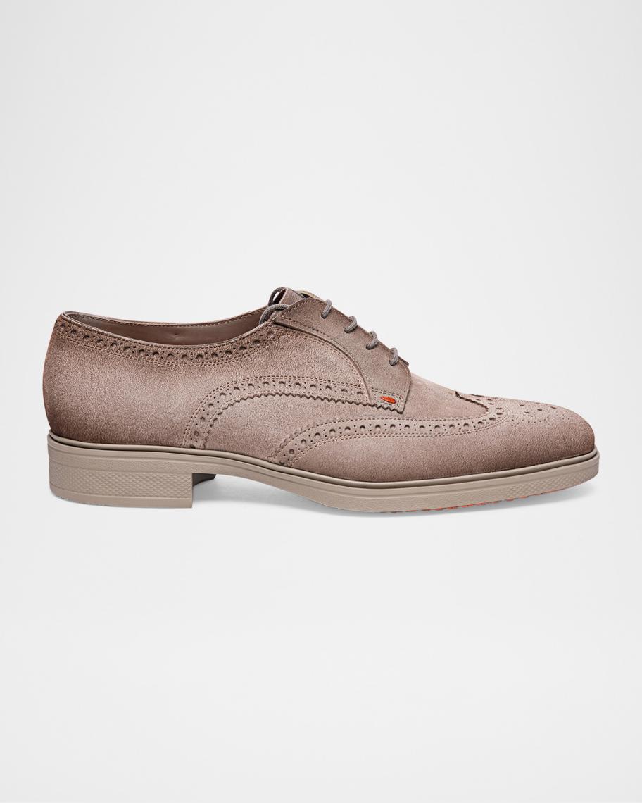 Santoni Wingtip Brogues Beige Suede Men Shoe Santoni US Size 7/EU‎ 40 Santoni Wingtip Brogues Beige Suede Men Shoe Santoni Size 9  main image 2