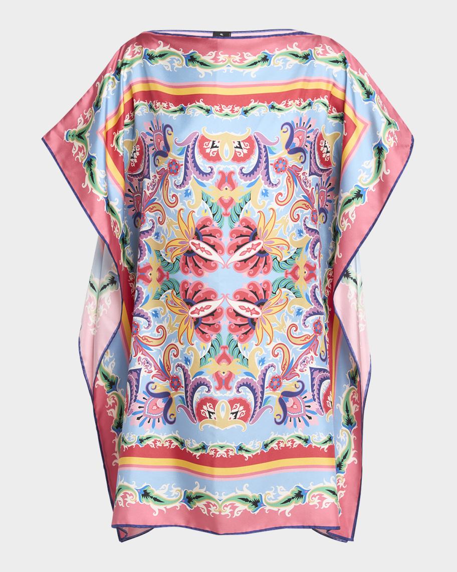 Etro Summer Artwork Silk Poncho Dress | Neiman Marcus