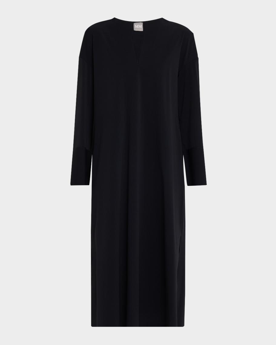 MM Rapace Split-Neck Midi Shift Dress | Neiman Marcus