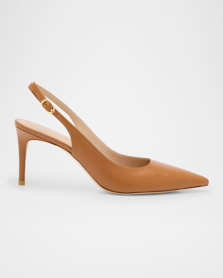 パンプス Stuart Weitzman Patent Leather Slingback Pumps With 5Cm Heel Stuart Weitzman Nude Patent Leather Avenue Pointy slingback