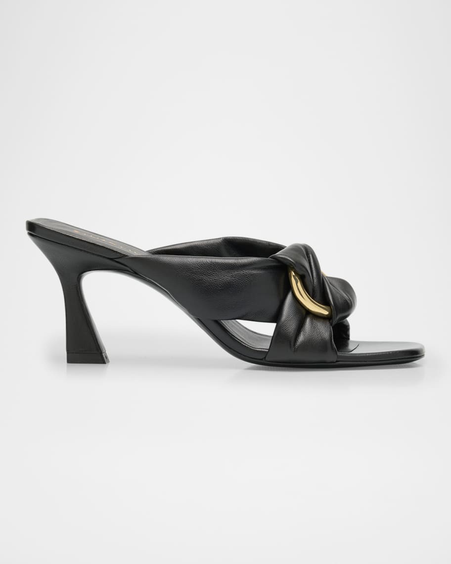 Stuart Weitzman Cece Leather Twisted Ring Slide Sandals