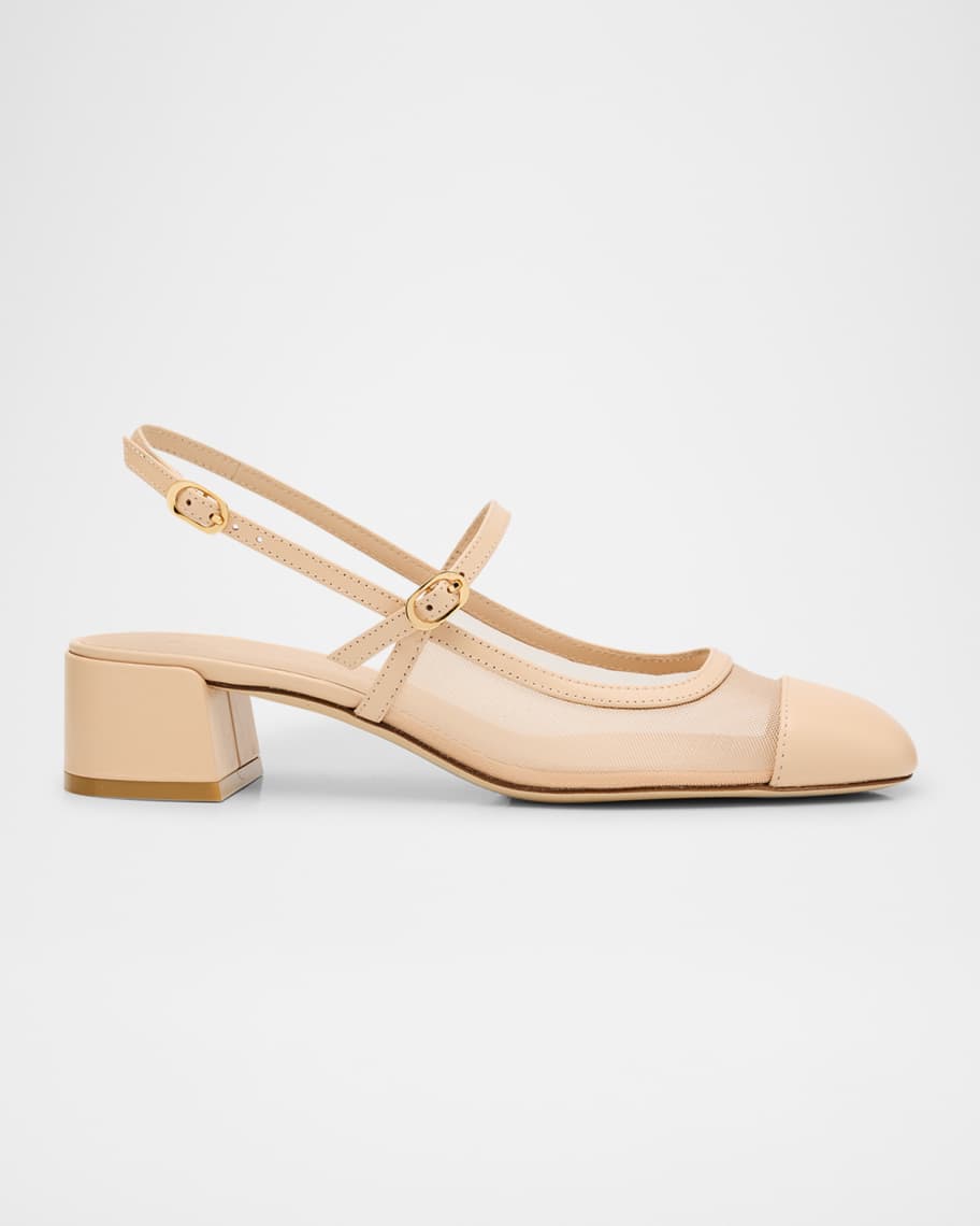 サンダル・ミュール Stuart Weitzman MAEVE - Lacquered leather slingback Stuart Weitzman Maeve Mesh Mary Jane Slingback Pumps