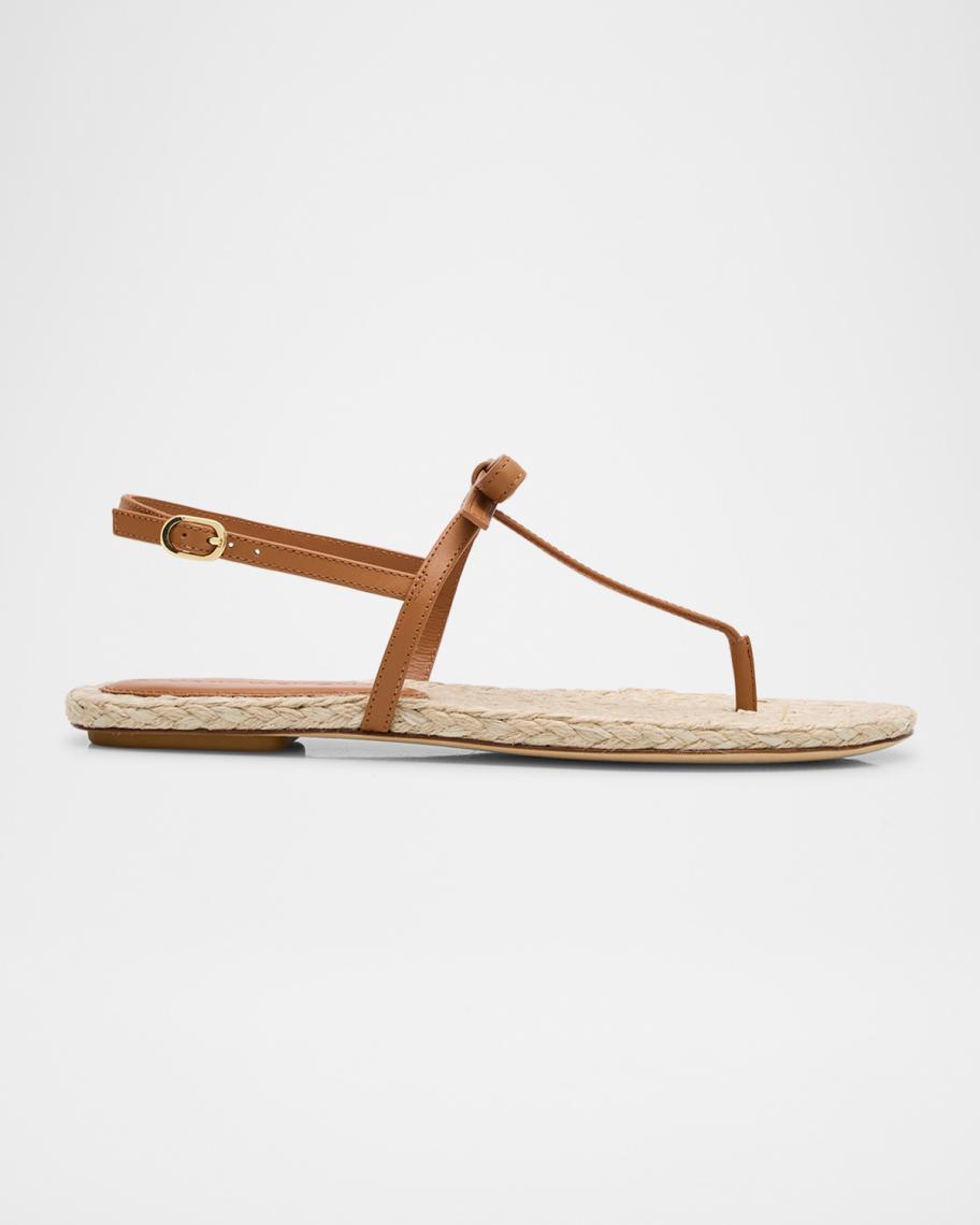 Stuart Weitzman Felicity Leather Bow Espadrille Sandals | Neiman Marcus
