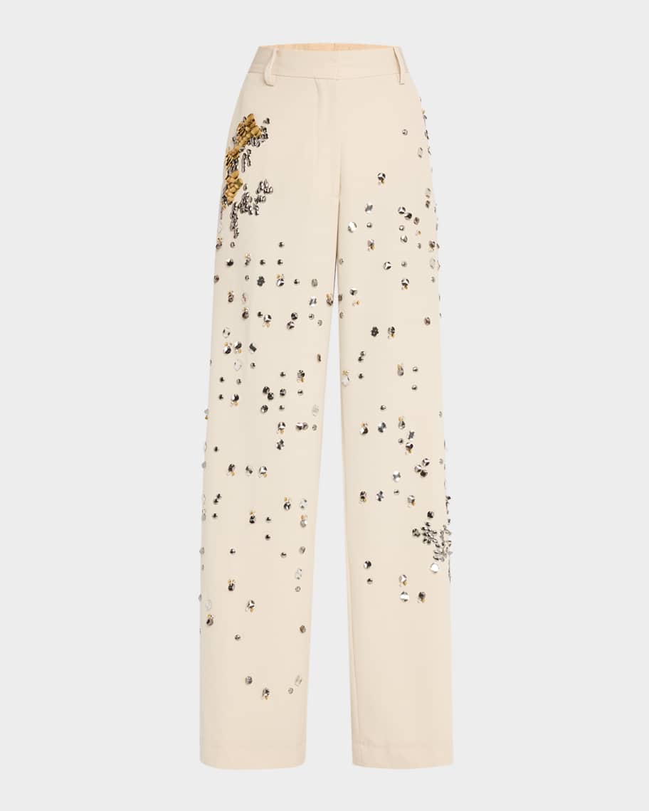 Dries Van Noten Paxy Embellished Wide-Leg Pants | Neiman Marcus
