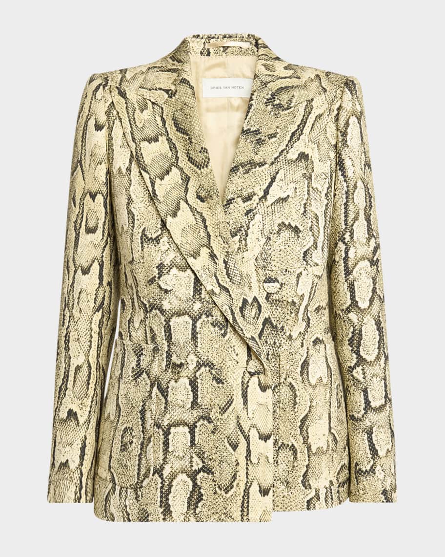 Dries Van Noten Snakeskin-Print Double-Breasted Blazer