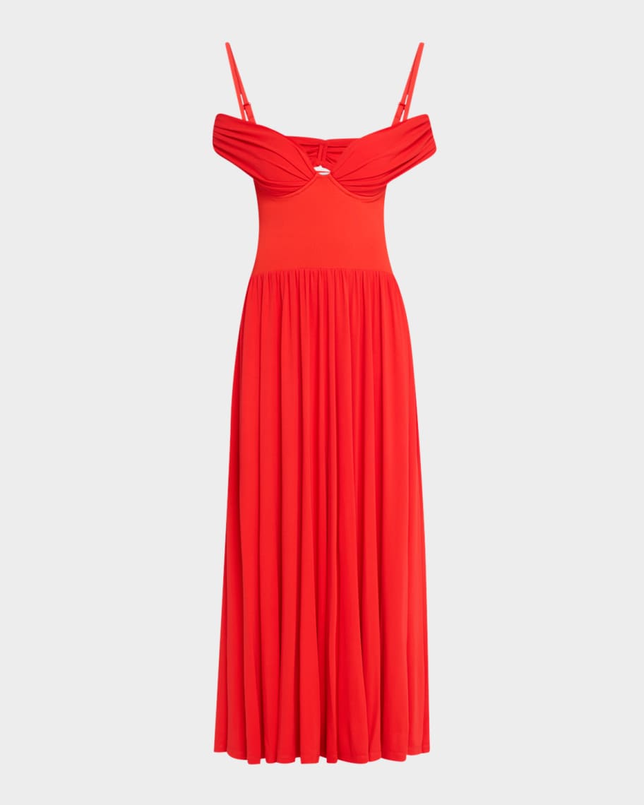 SIMKHAI Amarantha Cold-Shoulder Jersey Maxi Dress | Neiman Marcus