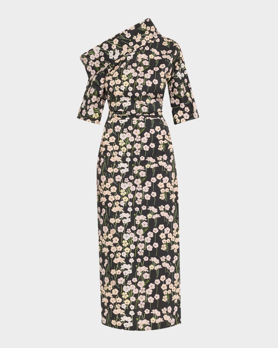 BERNADETTE Bowie Printed Off-The-Shoulder Bow Dress