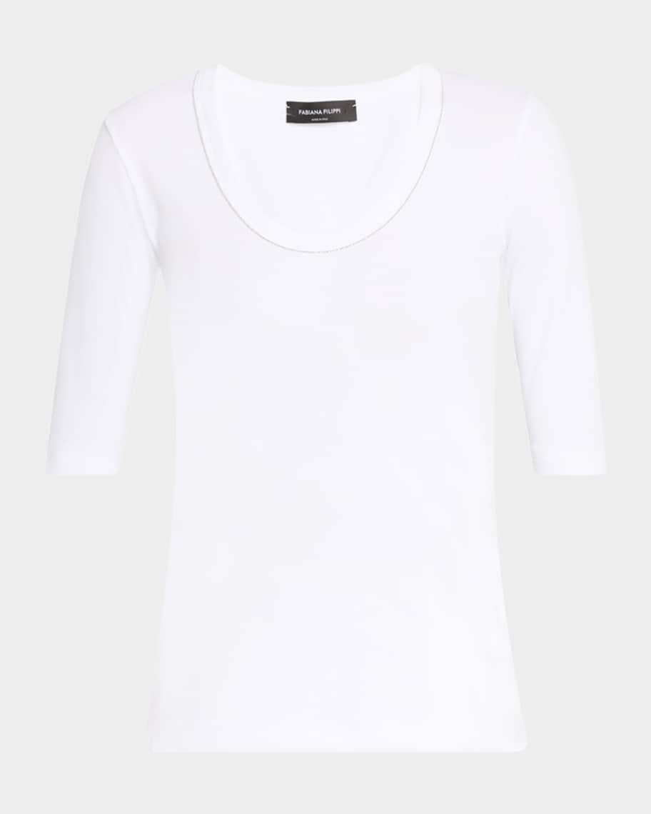 Tシャツ・カットソー FABIANA FILIPPI Filo Diamante T-shirt White Fabiana Filippi 'Filo Diamante' T-Shirt | ShopSimon