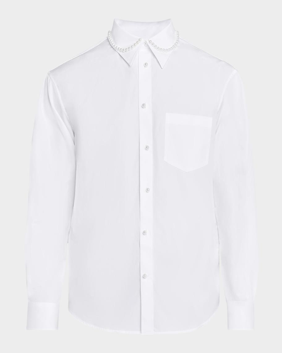 Simone Rocha Men's Pearly Embellished Sport Shirt | Neiman Marcus