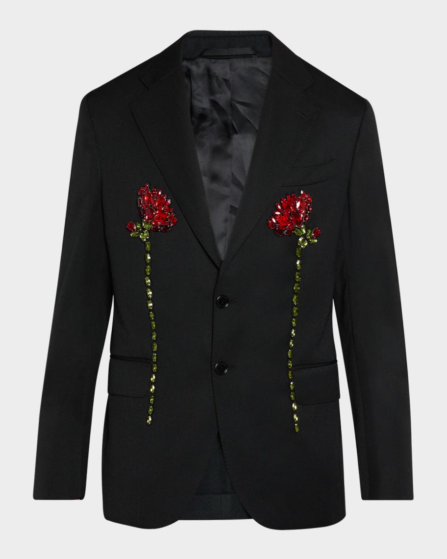 Simone Rocha Men's Double Carnation Embellished Blazer | Neiman Marcus