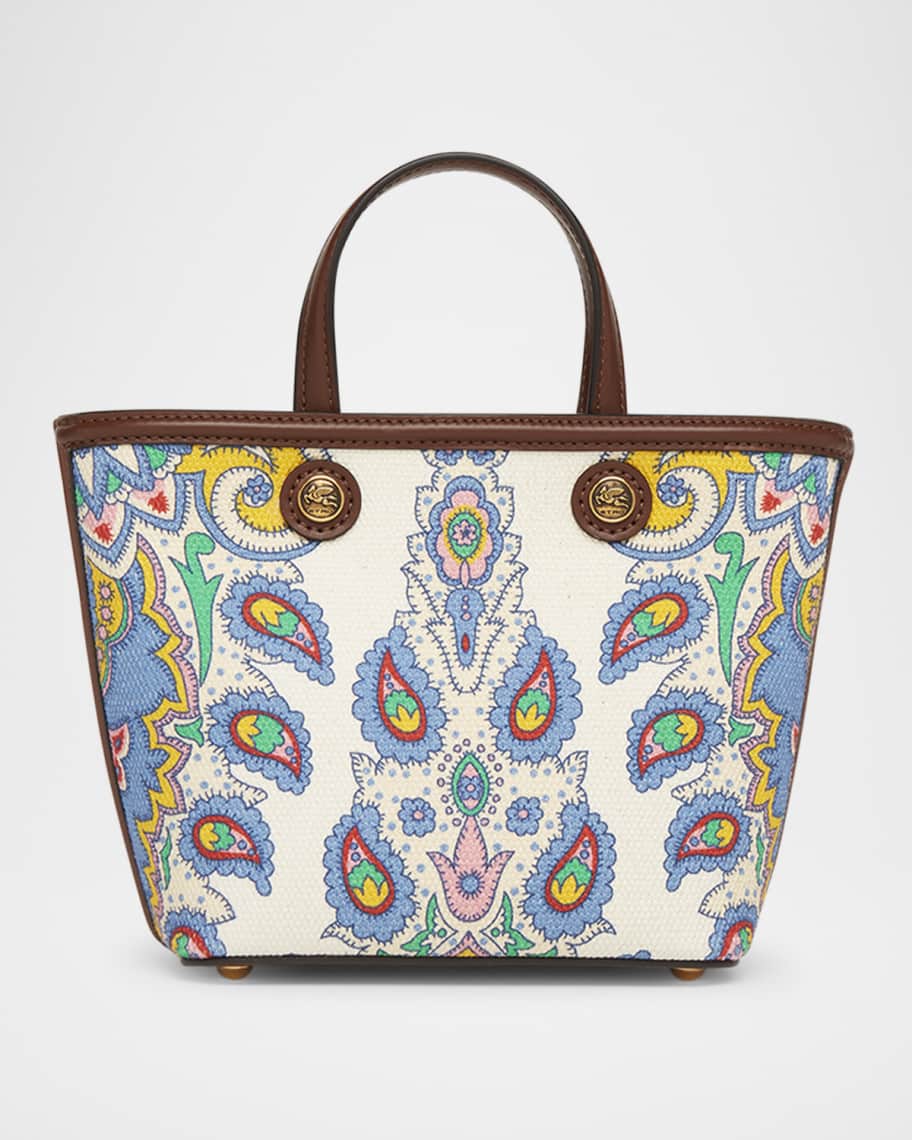 Etro Mini Essential Printed Canvas Shopping Tote Bag