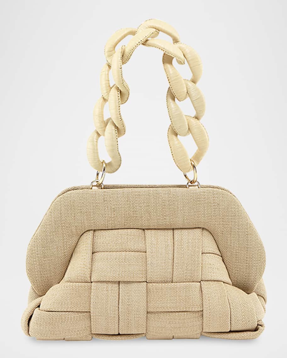 THEMOIRE Tia Woven Vegan Fabric Top-Handle Bag | Neiman Marcus