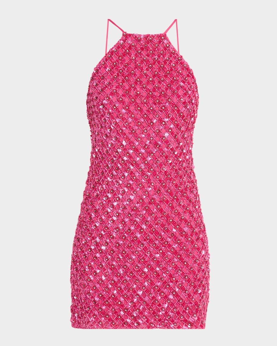 liv foster maeve beaded halter mini dress Violet Low-Back misc PixieGirl Petite Women's Black Color:Rainbow Multi