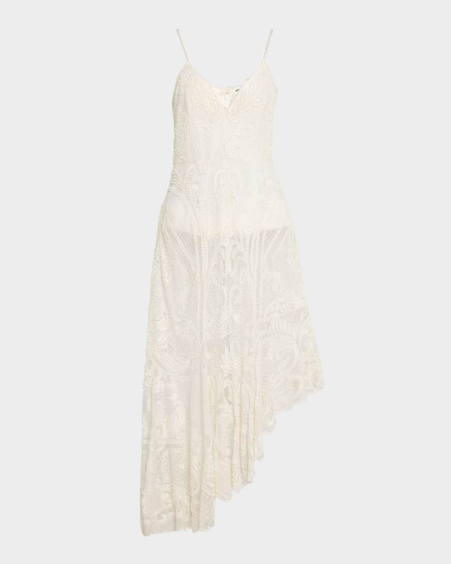 Liv Foster Elara High-Low Beaded Lace Midi Dress | Neiman Marcus