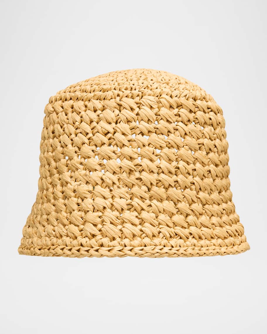 Loro Piana Jasmine Crochet Raffia Bucket Hat | Neiman Marcus