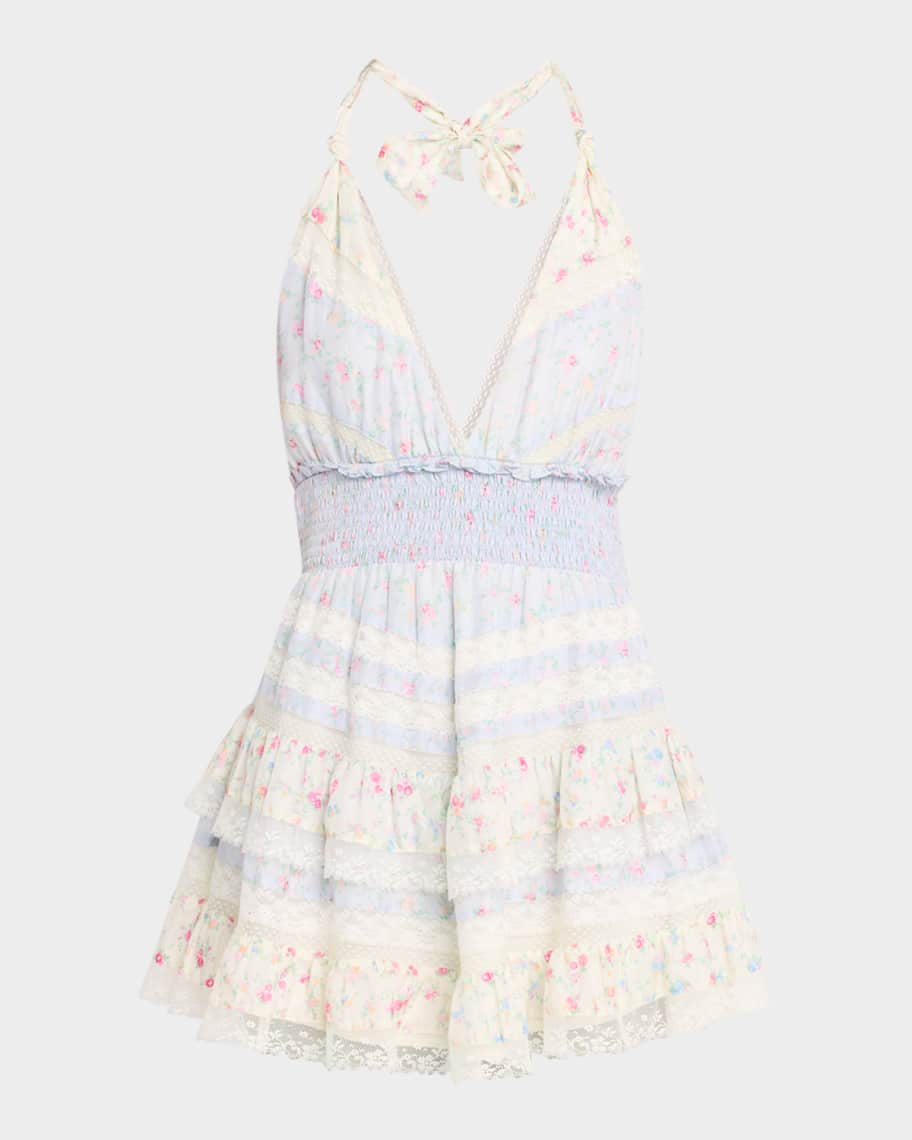 LoveShackFancy Prim Halter Mini Dress | Neiman Marcus