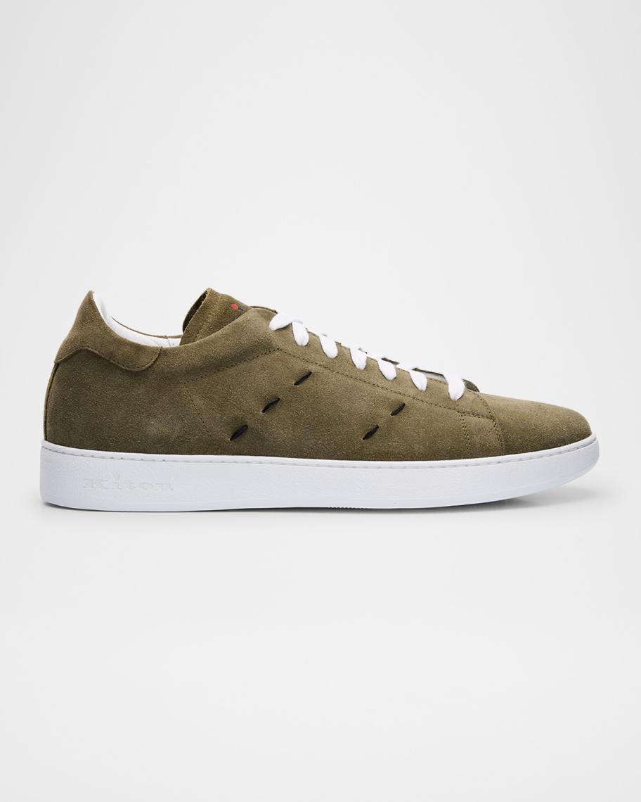 Kiton MENS Stitching Suede Low Top Brown Sneaker Kiton - Taupe Suede Sneaker | Mitchell Stores main image 3