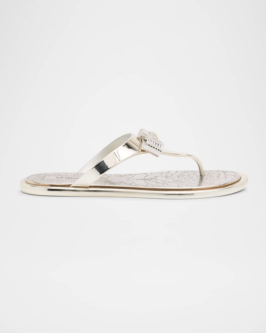 Versace Gianni Medusa Rubber Ribbon Thong Sandals | Neiman