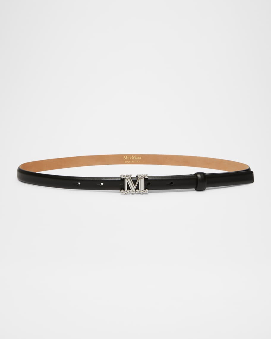 ベルト Max Mara FW24 LEATHER BELT (2424506063600 379001) Black leather belt female | Max Mara