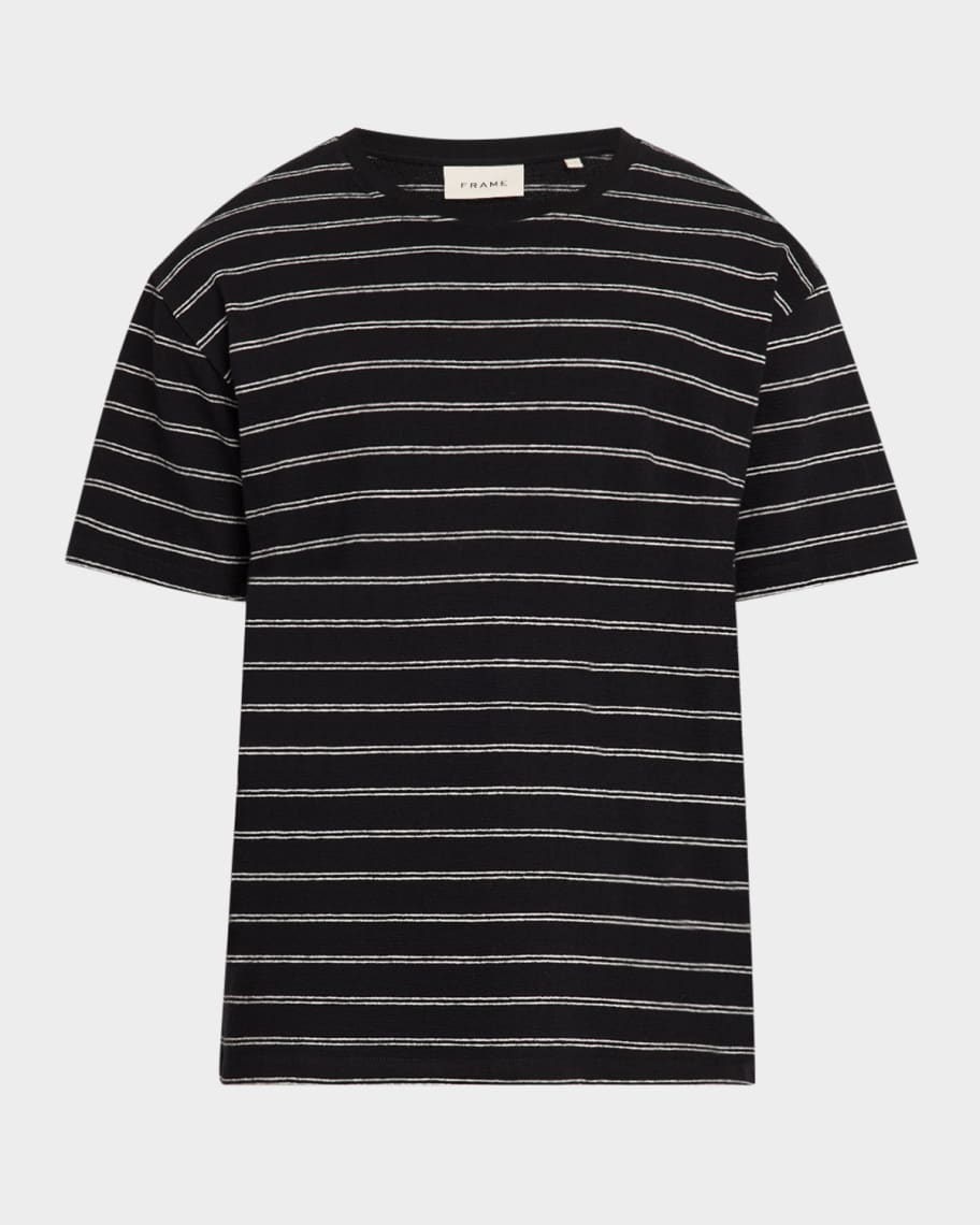 FRAME Men's Cotton Stripe Crewneck T-Shirt | Neiman Marcus