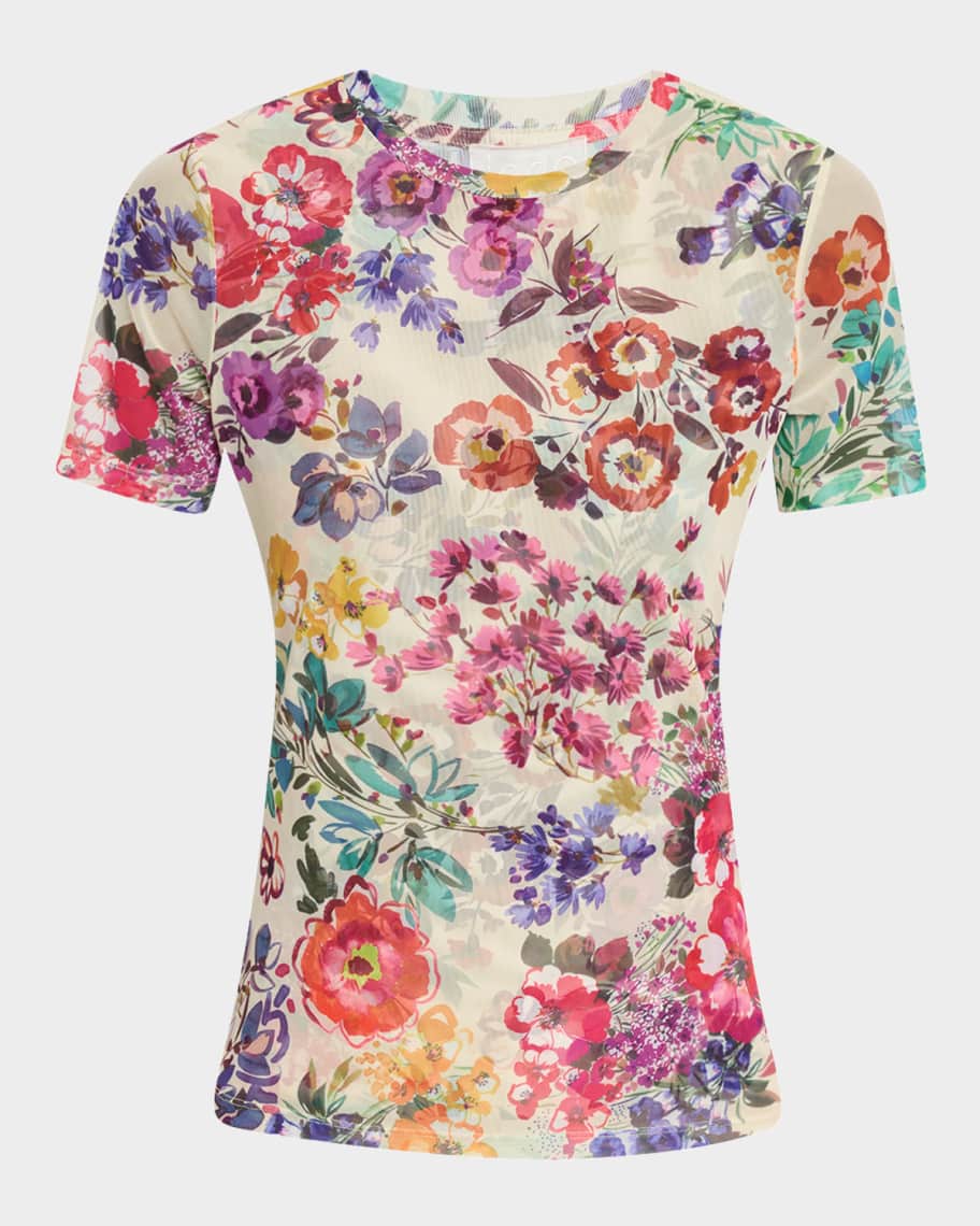 公式【1JINN STUDIO】 Floral Print Mesh T Eco Eara Floral Mesh Bodysuit | GUESS Factory