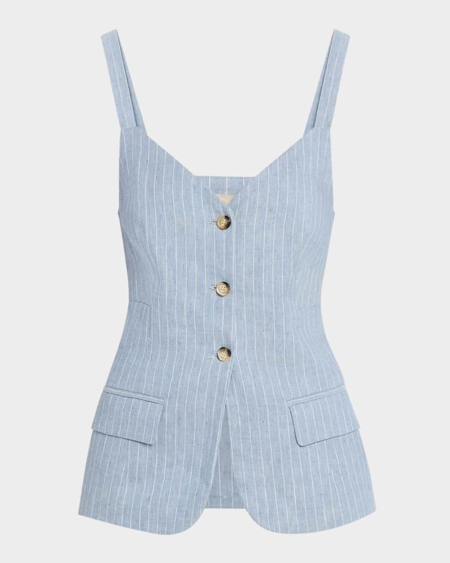 Elai Pinstripe Linen-Cotton Top