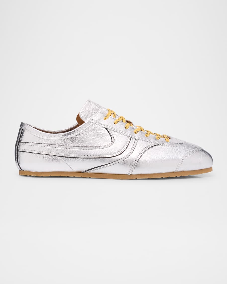 Dries Van Noten Men's Metallic Leather Low-Top Sneakers