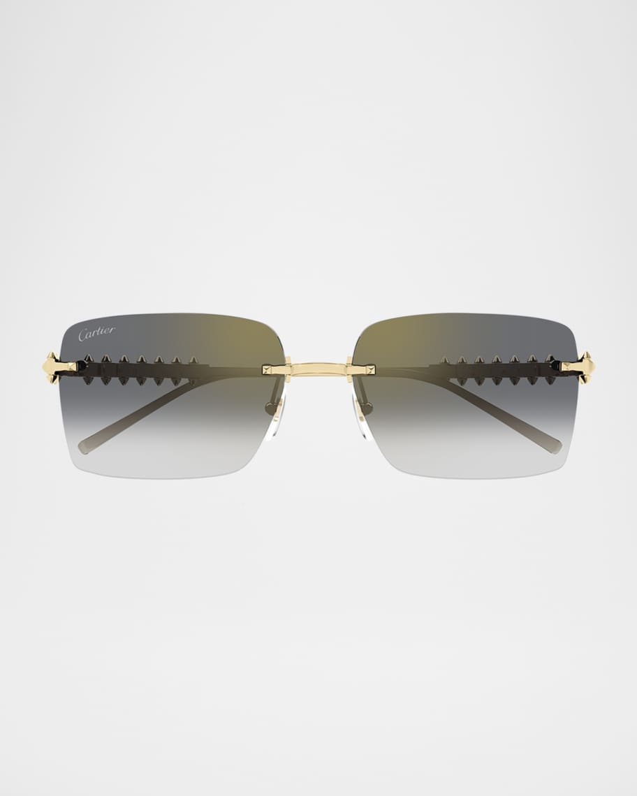 Cartier Rimless Metal Rectangle Sunglasses | Neiman Marcus