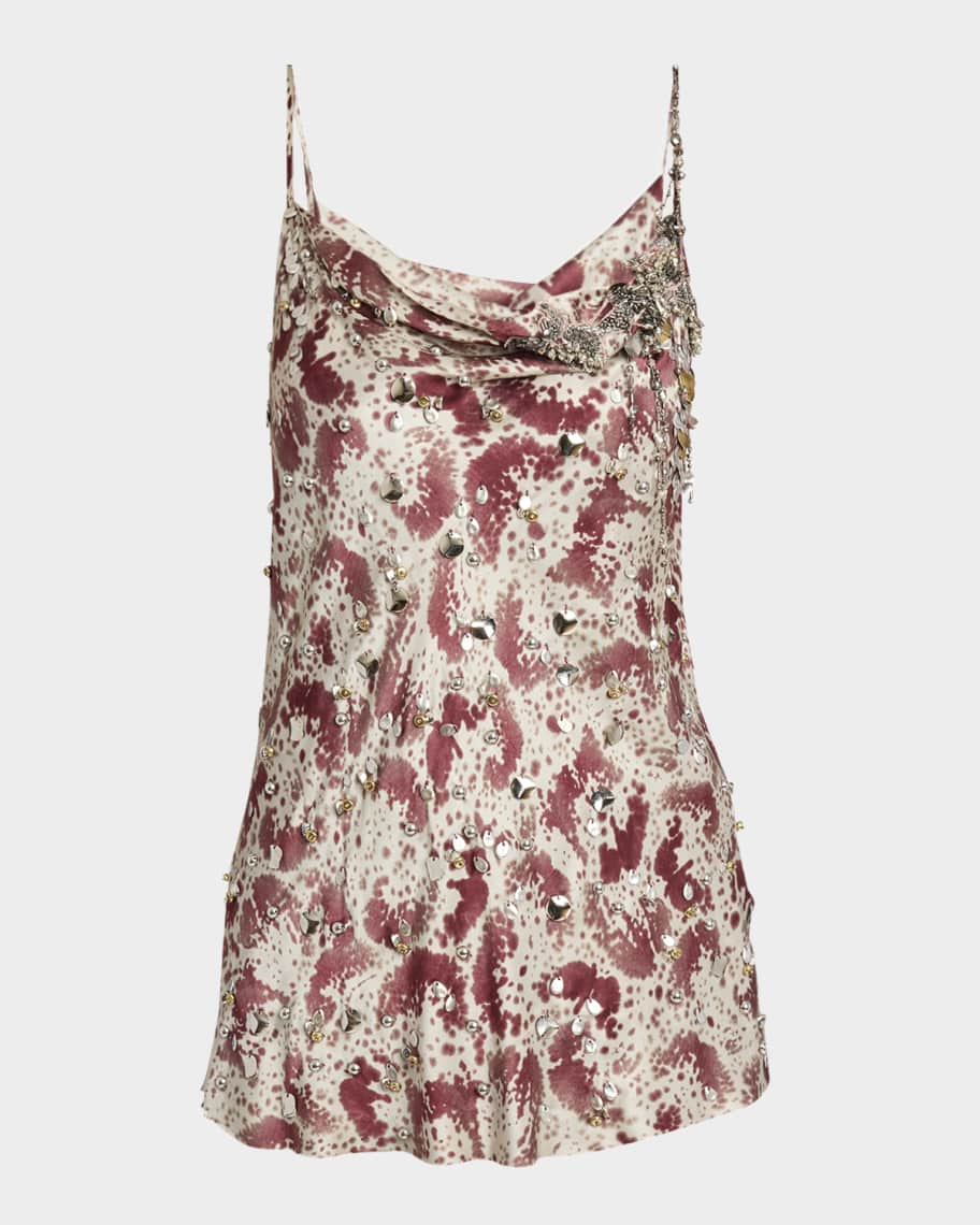 Dries Van Noten Chai Printed Embellished Blouse | Neiman Marcus