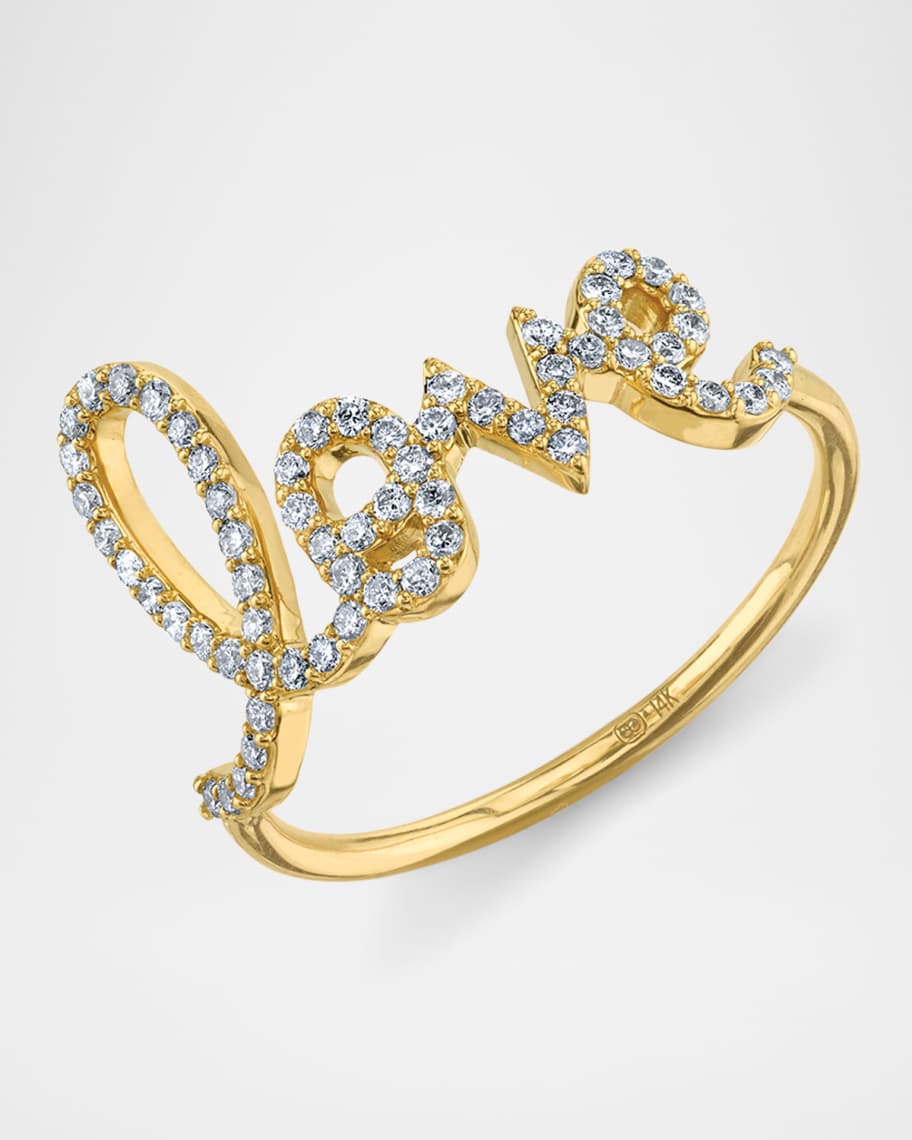 Sydney Evan 14K Yellow Gold Love Script Diamond Ring, Size 7.5 | Neiman ...