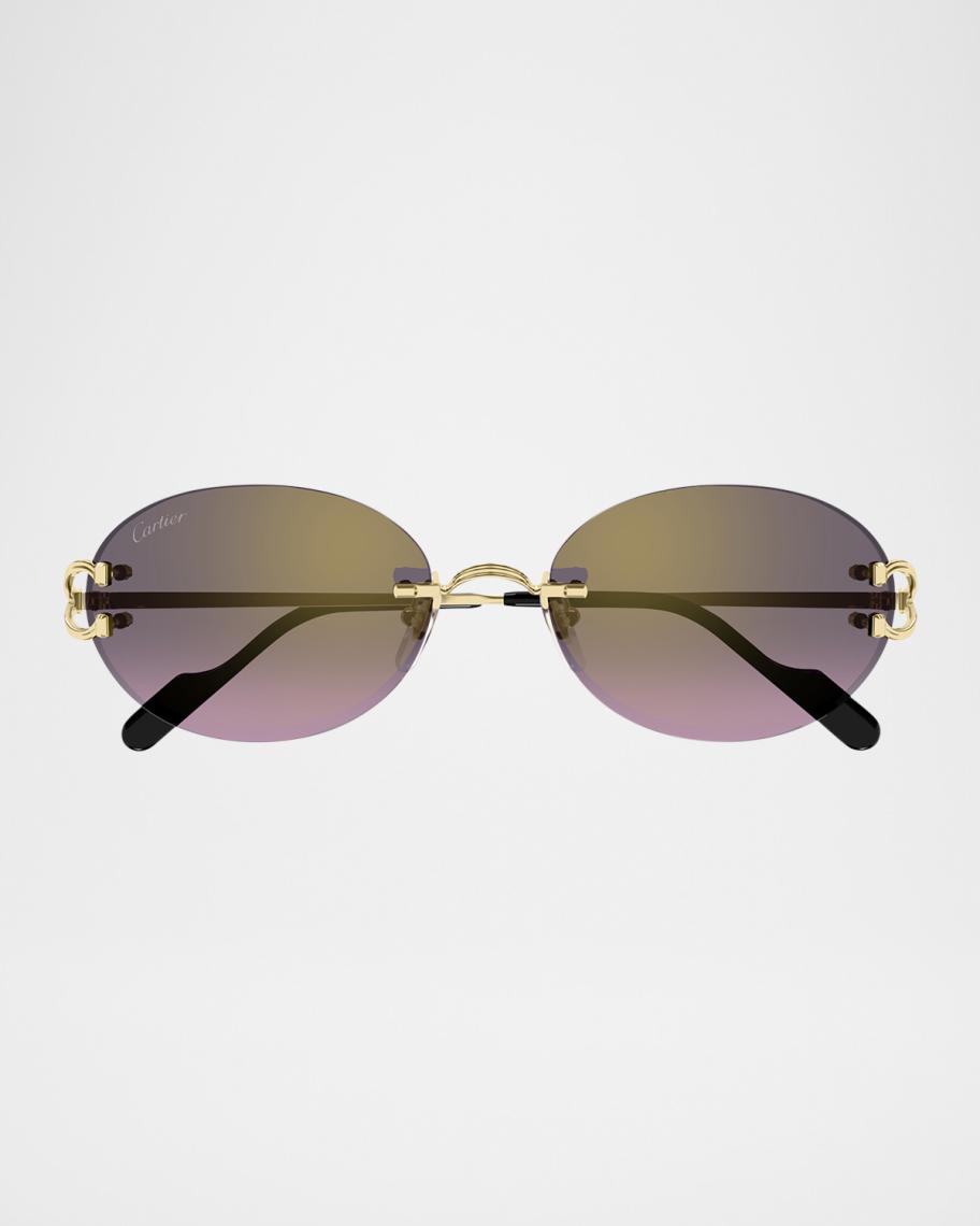 Cartier Rimless Metal Round Sunglasses | Neiman Marcus