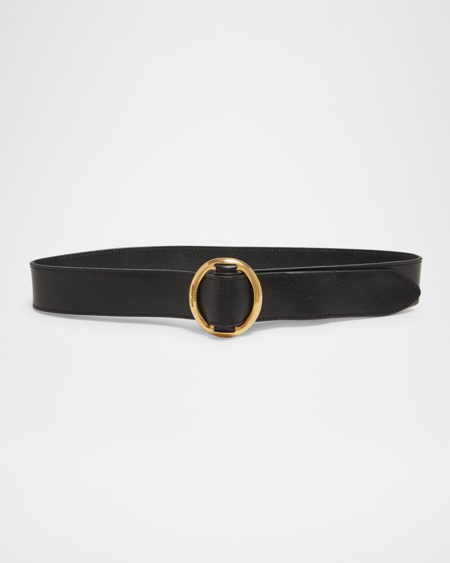 Doncaster Black Leather Belt with Gold Oval Buckle 40509-daphne-100-black-leather  main image 3