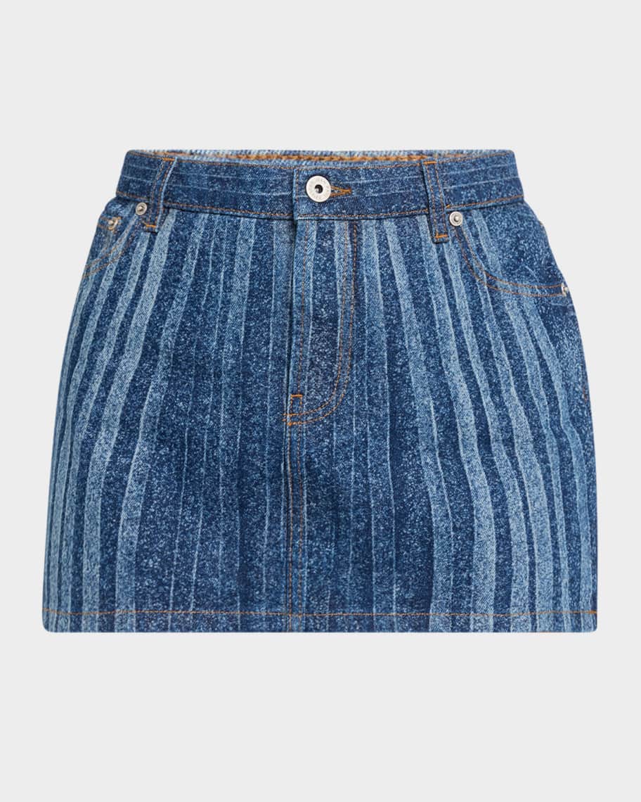 Spiral Print Denim Mini Skirt