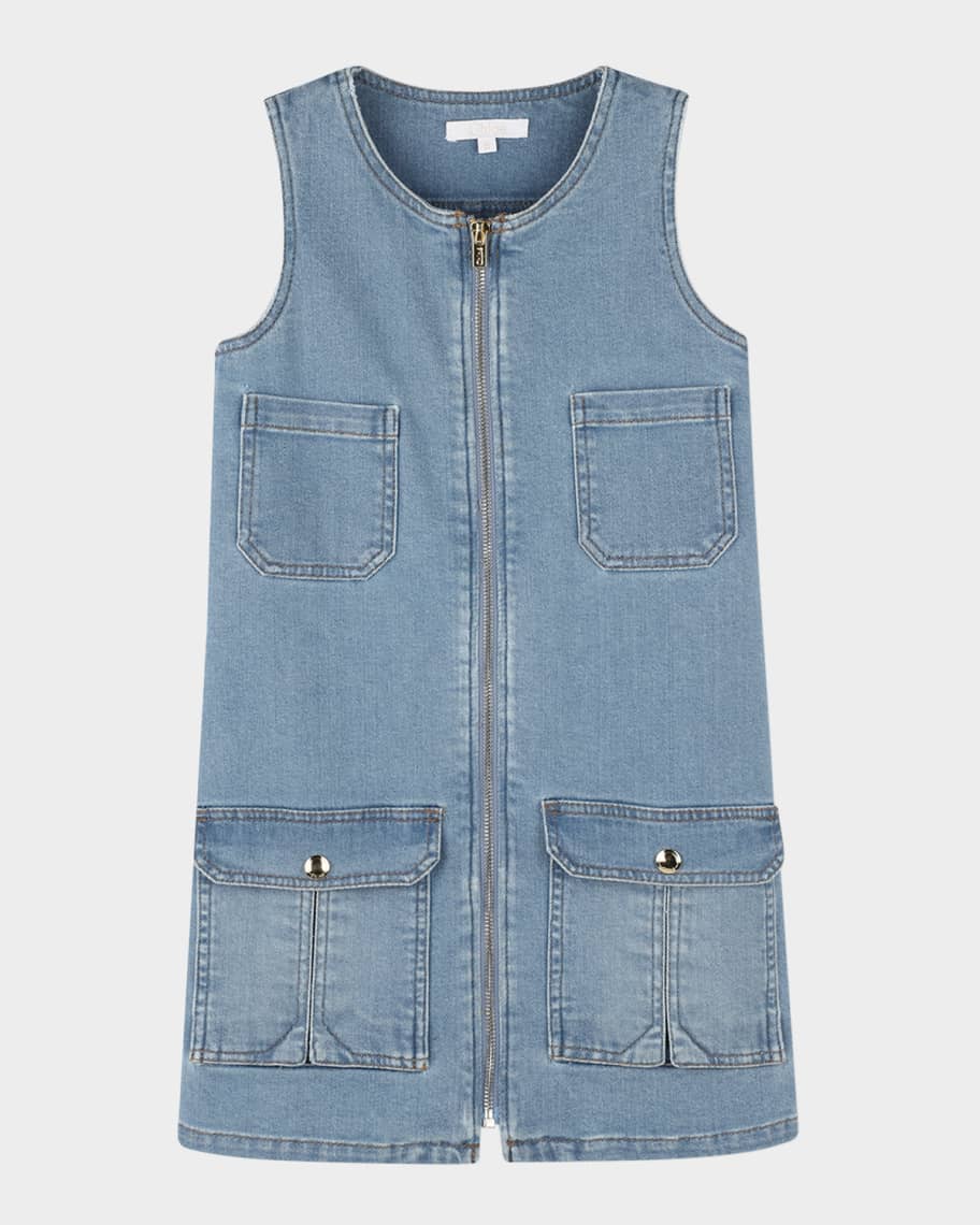 Chloe Girl's Denim Mini Dress, Size 4-6 | Neiman Marcus