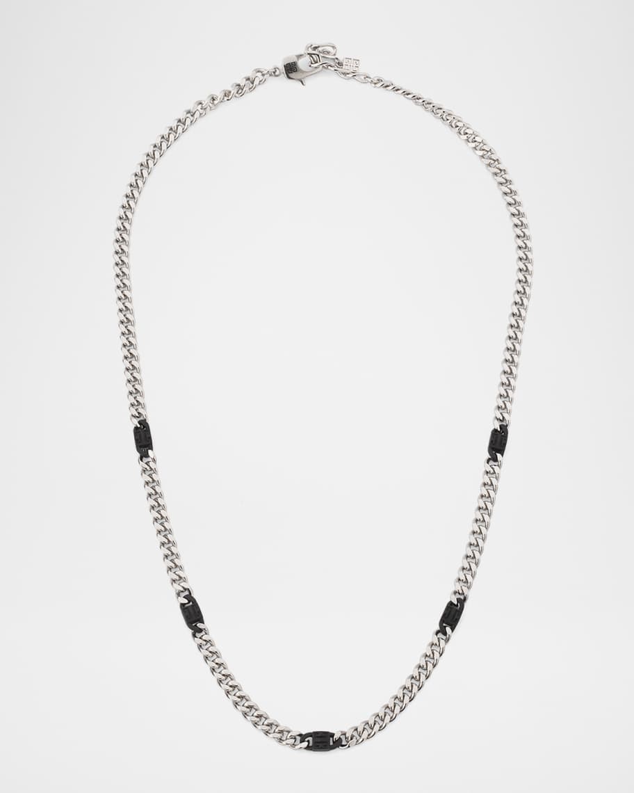 Givenchy Men's 4G Black and Silvery Small Chain Necklace | Neiman