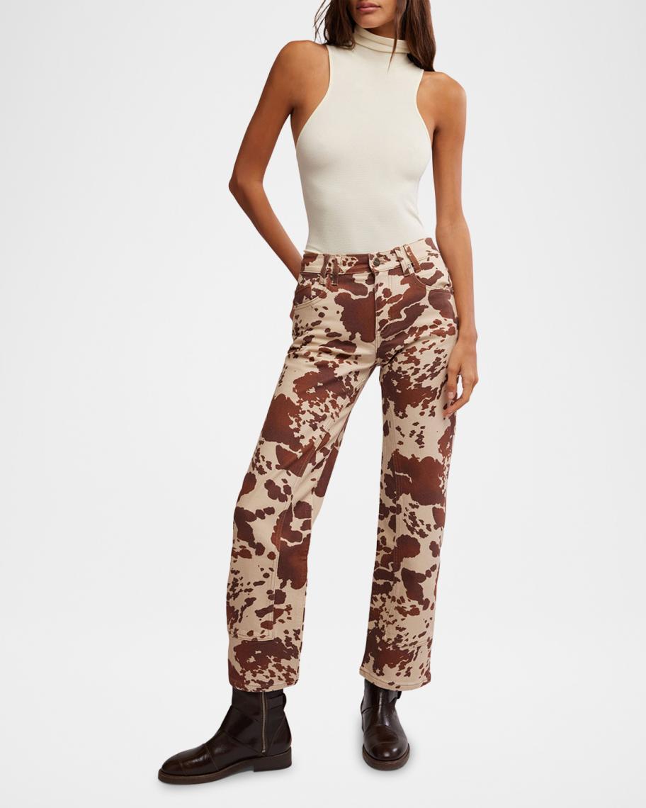 Free People We The Free Risk Taker Mid-Rise Printed Jeans | Neiman Marcus