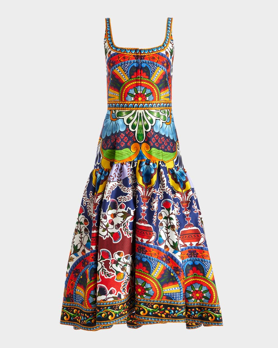 ALICE + OLIVIA Diana Sleeveless Structured Midi Dress | Neiman Marcus