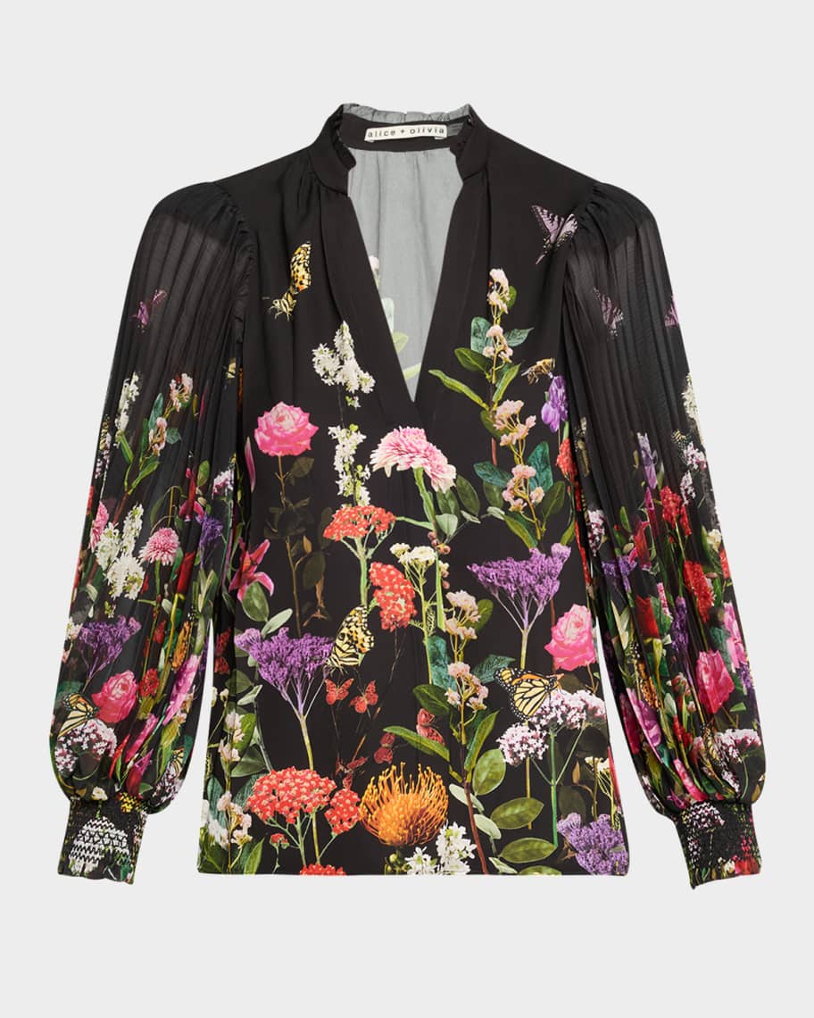Alice+Olivia - ❤️★Alice olive24　新作新品　黒　長袖　花柄　カットソー Alice+Olivia - ❤️☆Alice olive24 新作新品 黒 長袖 花柄