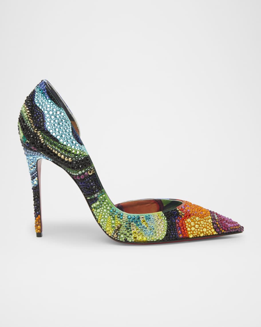 Christian Louboutin 100mm Iriza Strass Half-d'Orsay Pumps | Neiman