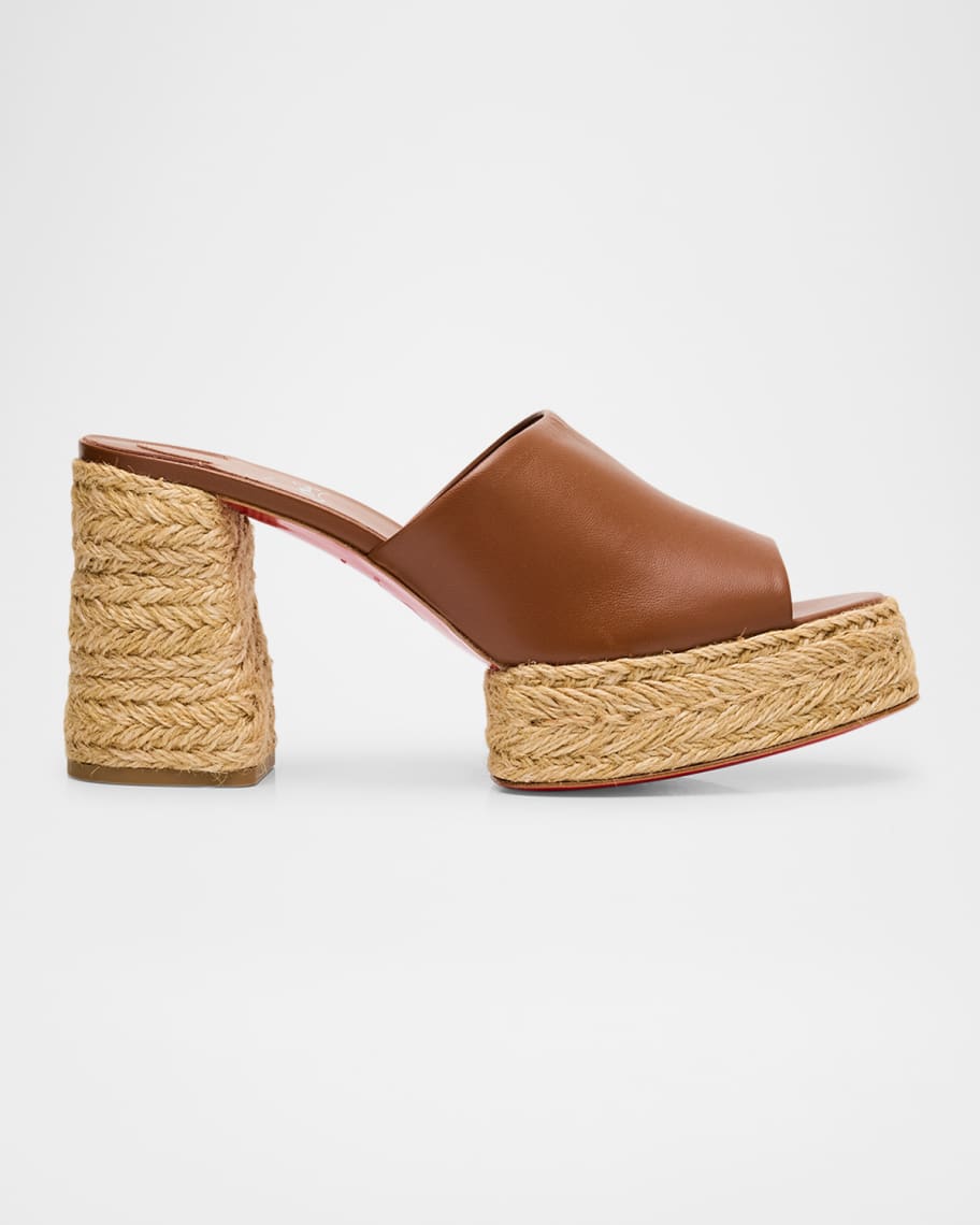 Christian Louboutin 85mm Calakala Leather Espadrille Mules