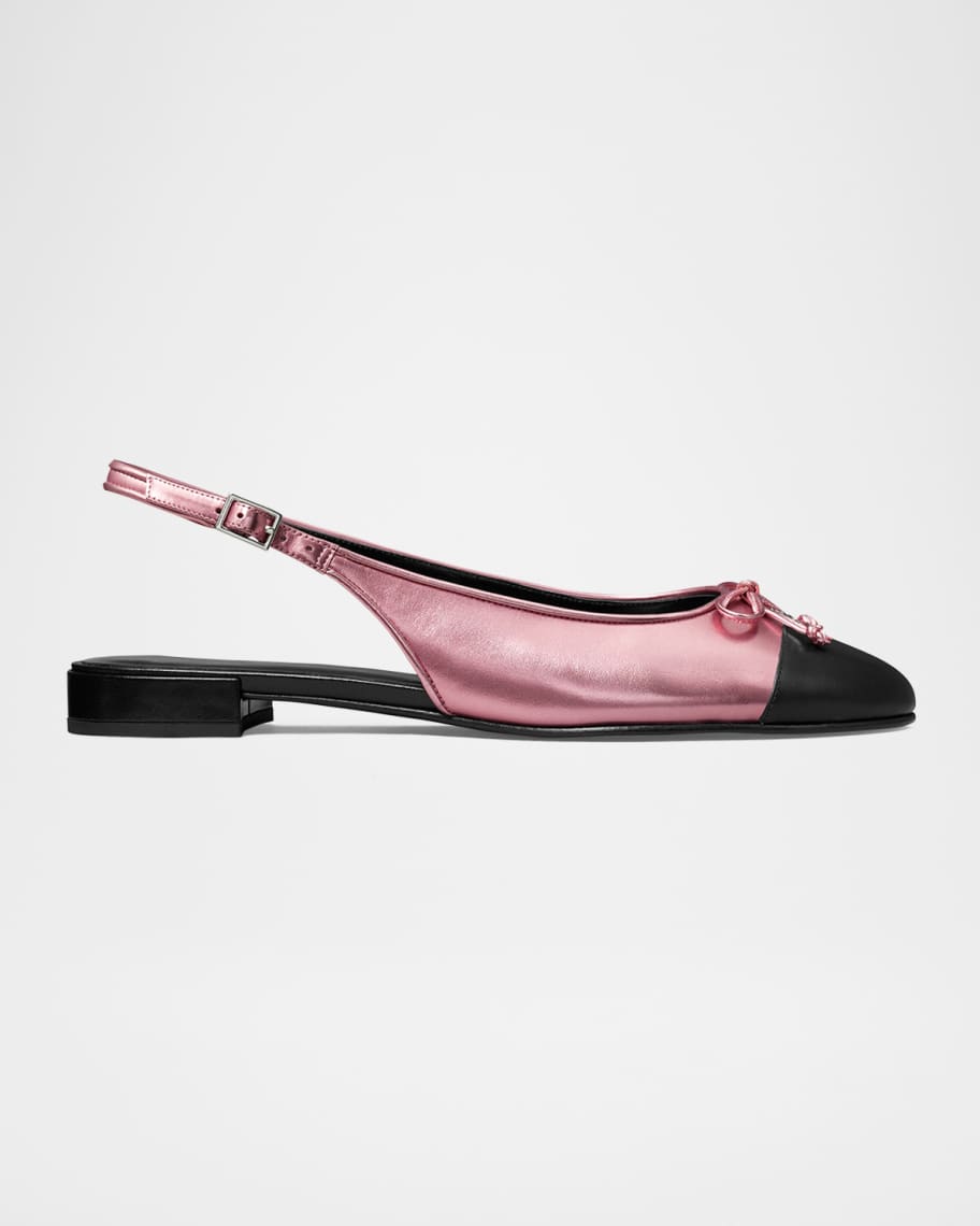 Tory Burch Bicolor Cap-Toe Slingback Flats | Neiman Marcus