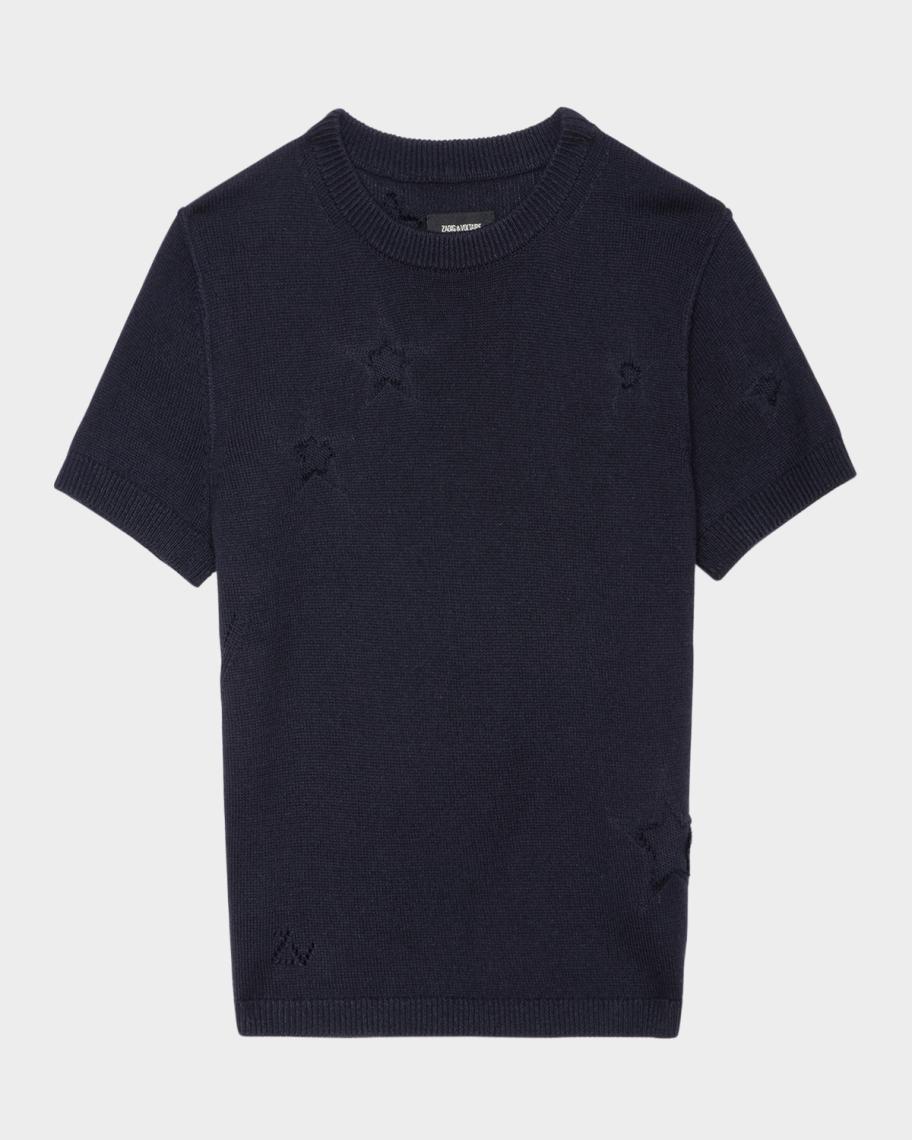 Zadig & Voltaire Bully Seco Stars Short-Sleeve Sweater | Neiman Marcus